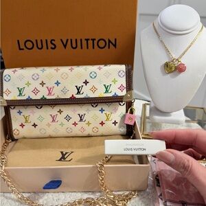 LV Murakami Porte Tresor Wallet, LV Lock Charm on chain, Novelty LV necklace 🌟